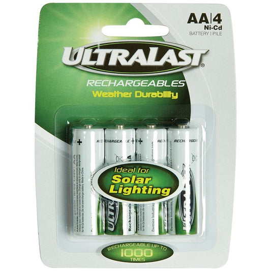 Ultralast ULN4AASL ULN4AASL AA Rechargeable NiCd Batteries for Solar, 4 pk