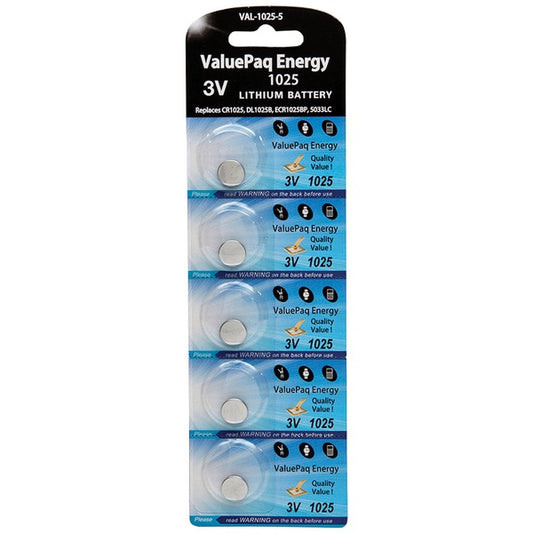 Dantona VAL-1025-5 ValuePaq Energy 1025 Lithium Coin Cell Batteries, 5 pk