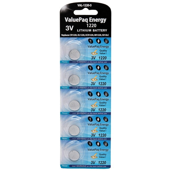 Dantona VAL-1220-5 ValuePaq Energy 1220 Lithium Coin Cell Batteries, 5 pk