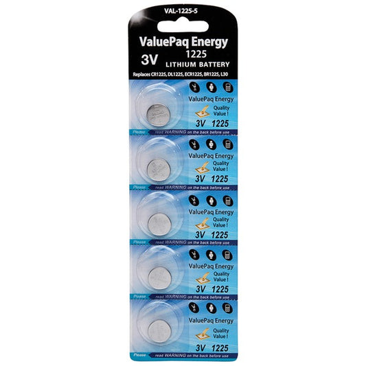 Dantona VAL-1225-5 ValuePaq Energy 1225 Lithium Coin Cell Batteries, 5 pk