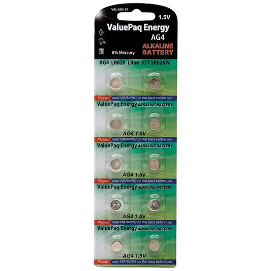 Dantona VAL-AG4-10 ValuePaq Energy AG4 Alkaline Button Cell Batteries, 10 Pack