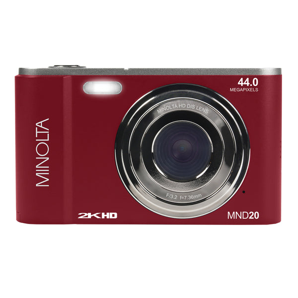 Minolta MND20-R MND20 16x Digital Zoom 44 MP/2.7K Ultra HD Digital Camera (Red)