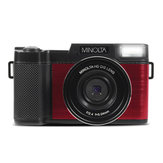 Minolta MND30-R MND30 4x Digital Zoom 30 MP/2.7K Quad HD Digital Camera (Red)