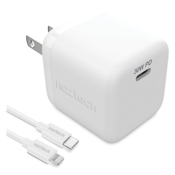 Naztech 15544 30W Power Delivery Wall Charger w\6' USB-C to MFI Lightning Cable