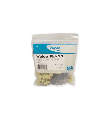 Icc CAT3JK6PKIV Ic1076vciv - 25pk Cat3 Jck 6con. - Ivory