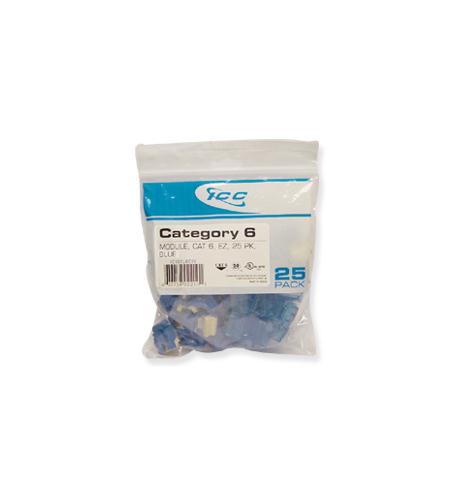 Icc CAT6JKPK-BL Ic107l6cbl Cat6 Ez 25 Pk Blue