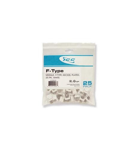 Icc IC107BFCWH Module, F-type Nickel Plated 25 Pk White