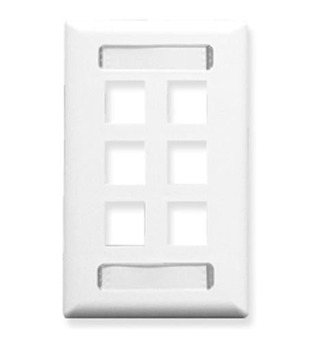 Icc IC107S06WH Faceplate, Id, 1-gang, 6-port, White