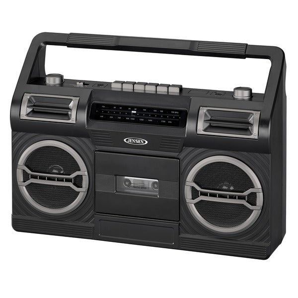 JENSEN MCR-500 Cassette Player/Recorder/Radio Boom Box, Black, MCR-500