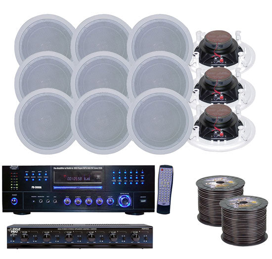 6 Room Home In-Ceiling Speakers W/DVD/MP3 Amp System