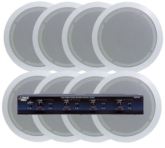 4 Room In-Ceiling Home Speaker System  w/Speaker Selector & Volume Control