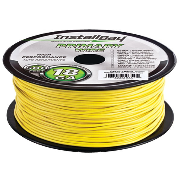Install Bay PWYL18500 18-Gauge Primary Wire, 500ft (Yellow)