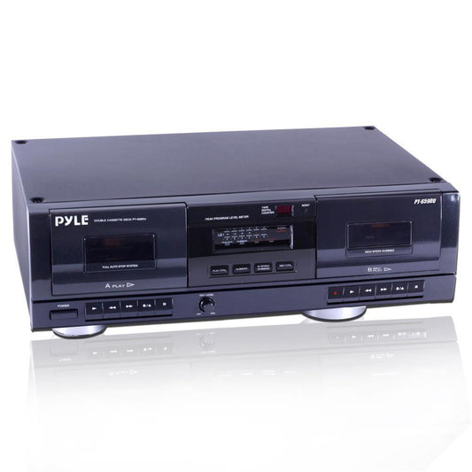 Pyle PT659DU Dual Stereo Cassette Deck W/ Tape USB to MP3 Converter