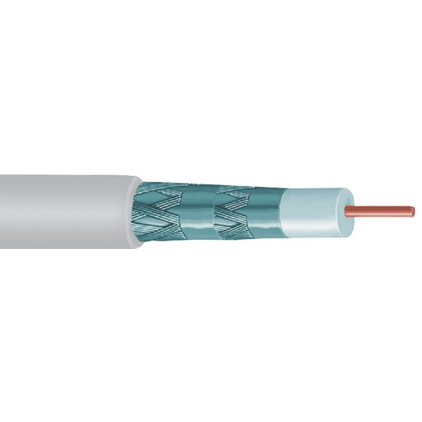 Vextra V621QWB Quad Shield RG6 Solid Copper Coaxial Cable, 1,000ft (White)