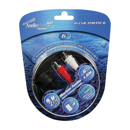 Audiopipe IPCVR35M35F6 Waterproof Mount USB extension Cable 3.5mm to RCA 6'