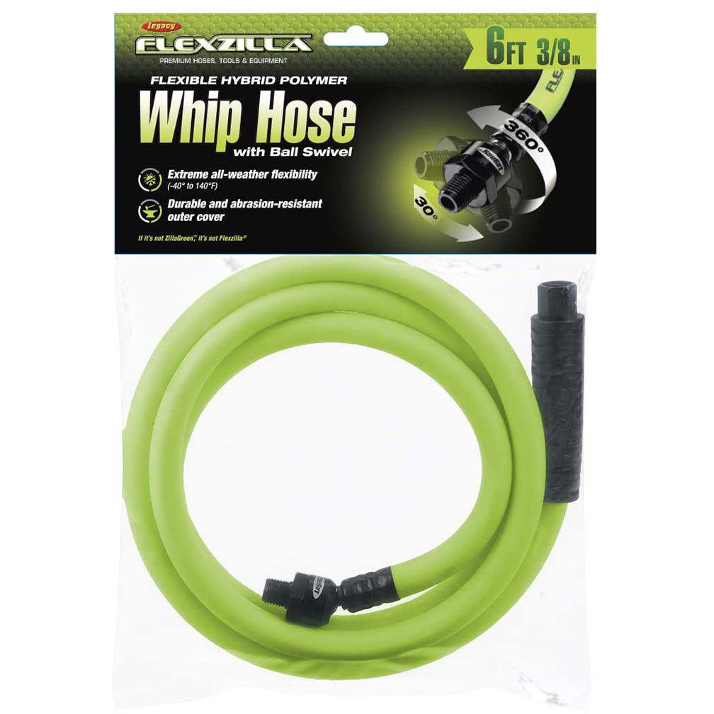 Flexzilla HFZ3806YW2B Whip Hose W/ Ball Swivel 3/8In X 6Ft