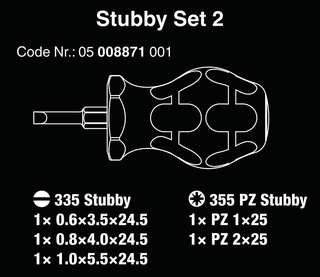 Wera 05008871001 Stubby Screwdriver Set (5 Piece Set)