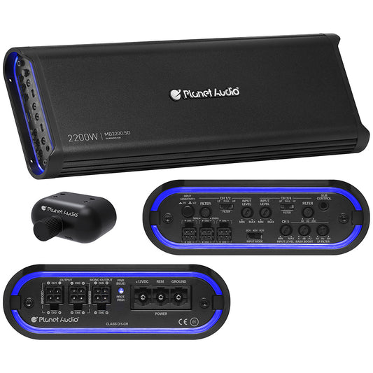 Planet Audio MB22005D Mini Bang Series Amp 2200 Watts Max Five Channel Digital