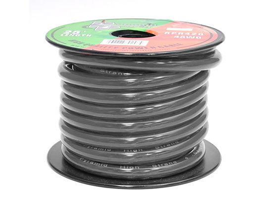 Pyramid RPB425 Ground Wire 4-Gauge, 25 Feet, Flexible, OFC Cable Wire (Black)