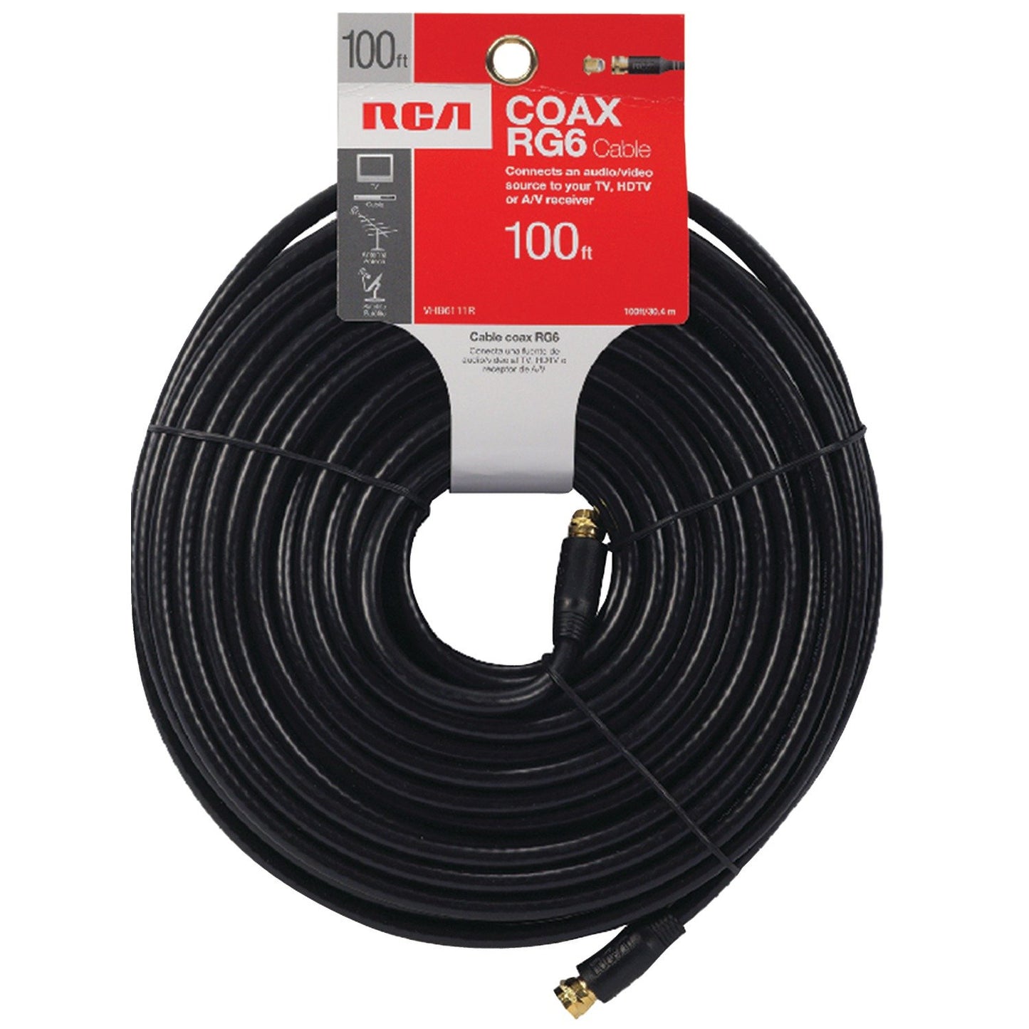 RCA VHB6111R RG6 Coaxial Cable (100ft; Black)