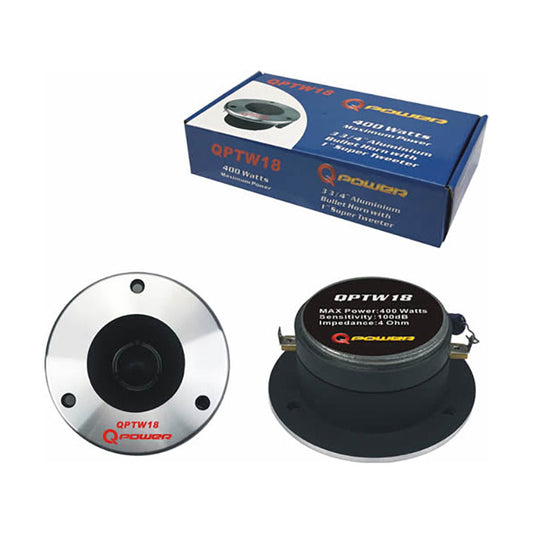 Qpower QPTW18 3-3/4" Aluminum bullet horn with 1" super tweeter 400 Watt Pair