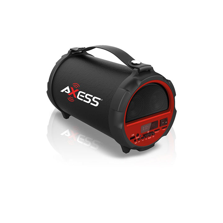 AXESS SPBT1037RD Bluetooth Outdoor 2.1 Cylinder Loud Speaker Built-In 4" Sub Red