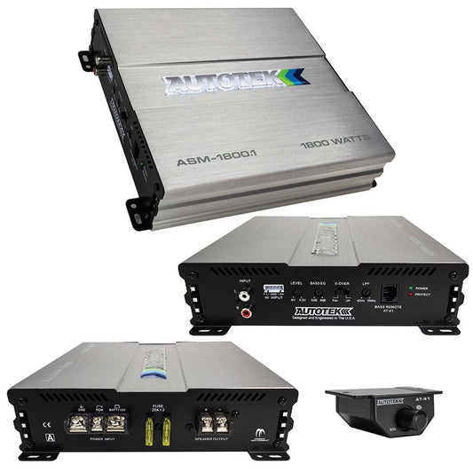 Autotek ASM18001 Mono Amp 1800 Watt 2 Ohm Stable with Bass Remote