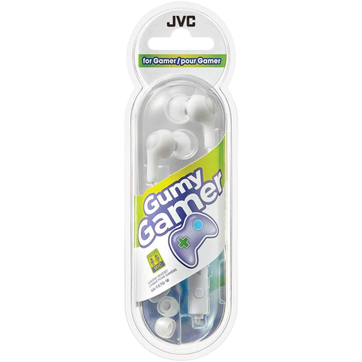 JVC HAFX7GW Gumy Gamer Earbuds w/Microphone (White)