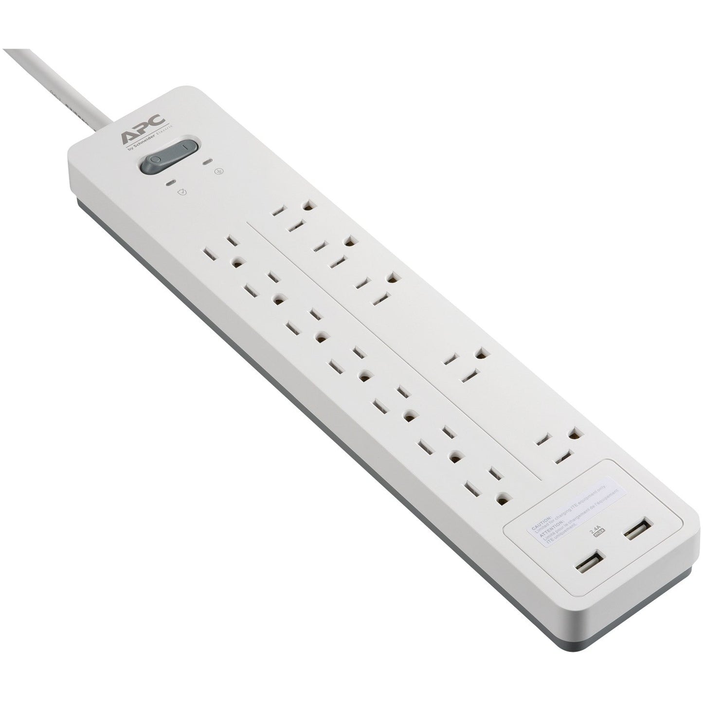 APC PH12U2W Home Office SurgeArrest® 12-Outlet Power Strip with 2 USB Ports