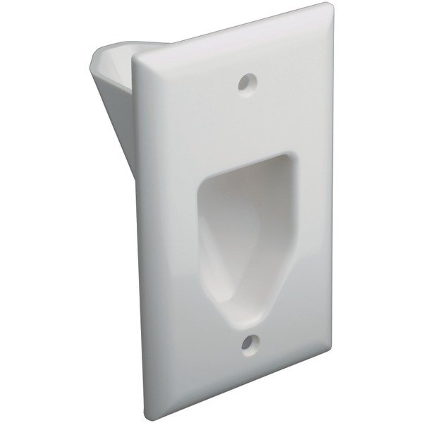 DATACOMM ELECTRONICS 45-0001-WH 1-Gang Recessed Cable Plate (White)