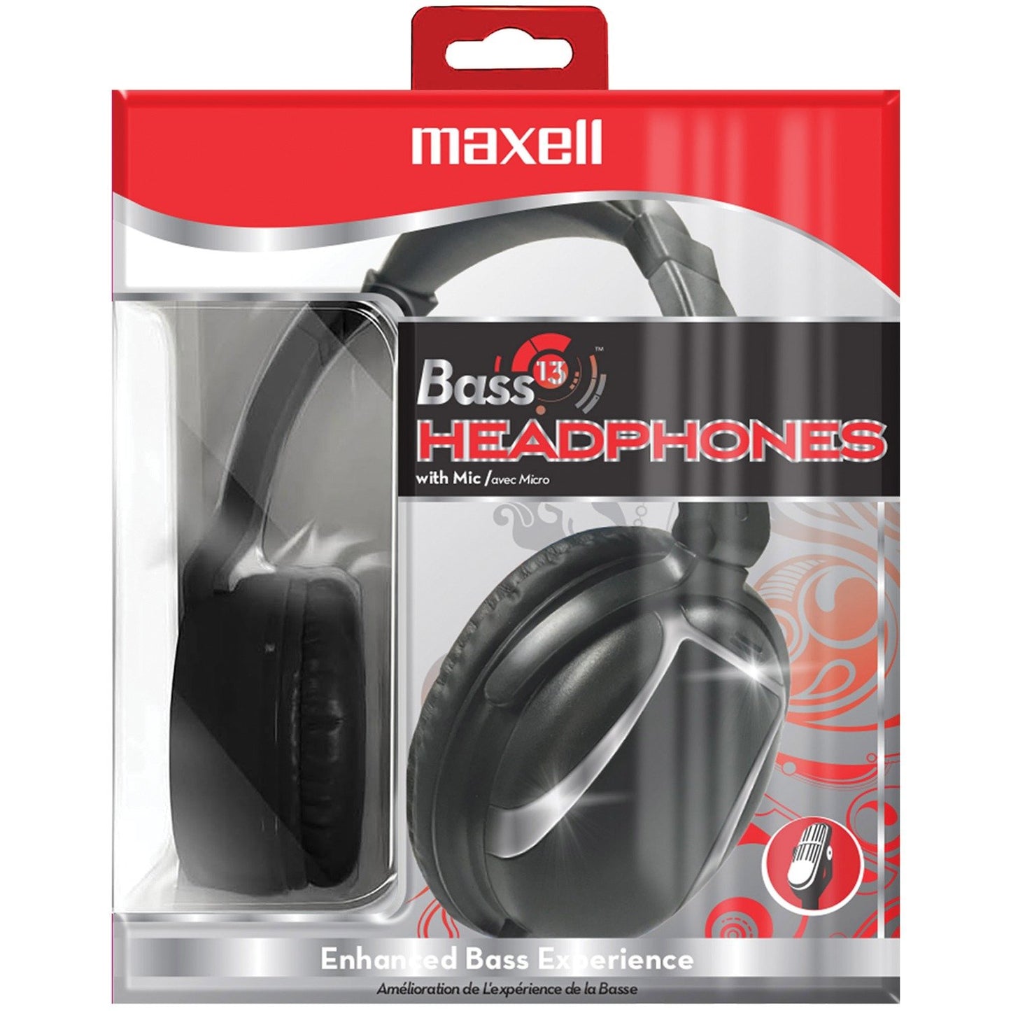 Maxell 199840 Bass 13 Heavy-Bass Over-Ear Headphones w/Microphone (Black)