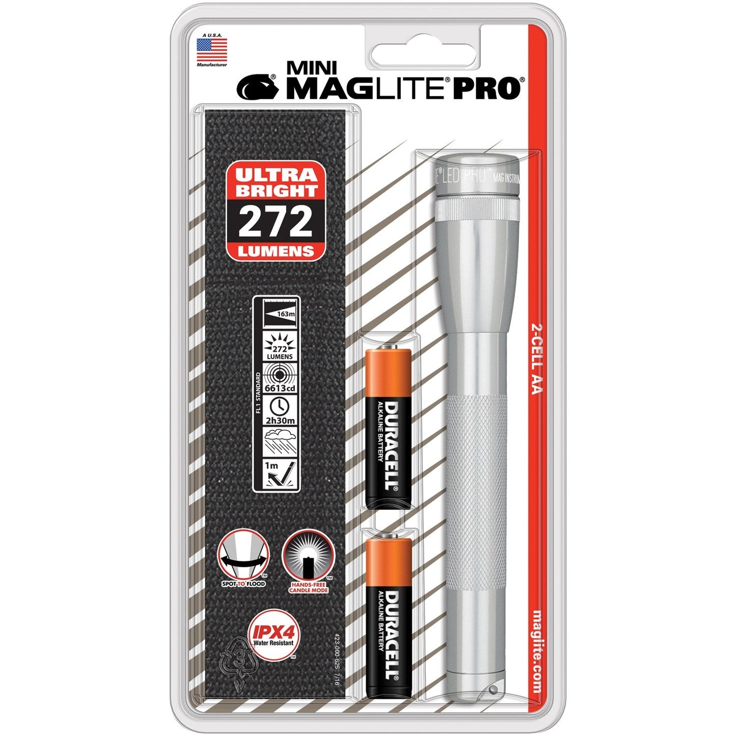 Maglite SP2P10H 332-Lumen Mini LED Pro Flashlight (Silver)