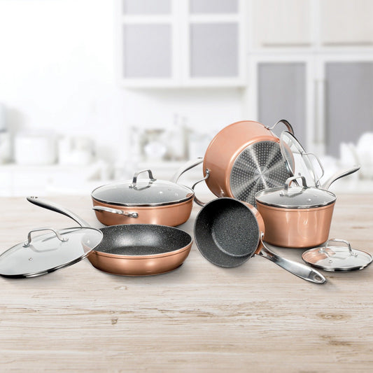 THE ROCK 030910-001-STAR 10Pc Cookware Copper
