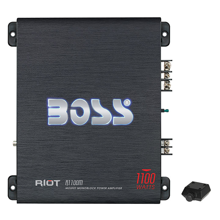 BOSS AUDIO R1100M Riot 1100-Watt Monoblock, Class A/B 2 to 8 Ohm Stable Monoblock Amplifier with Remote Subwoofer Level Control