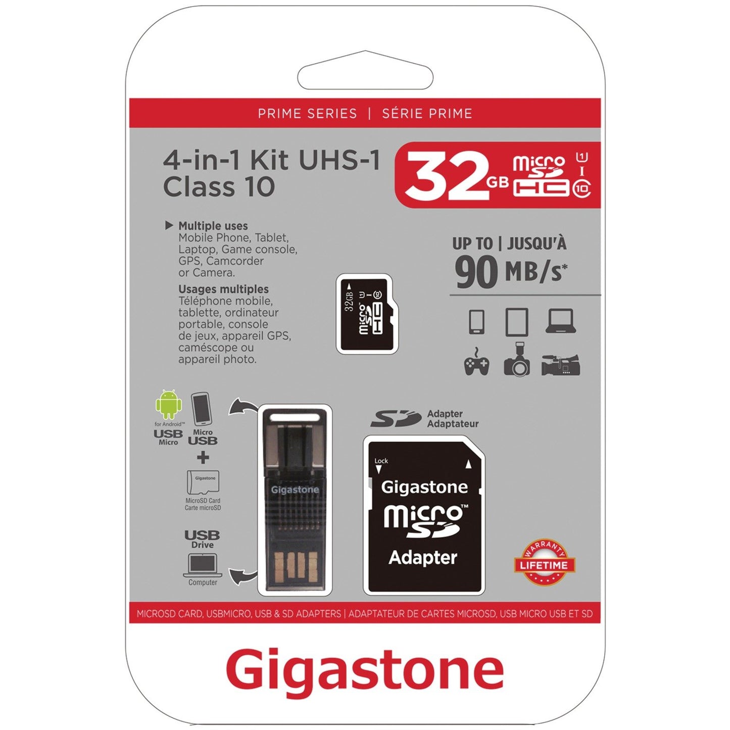 GIGASTONE GS-4IN1600X32GB-R Prime Series microSD Card 4-in-1 Kit