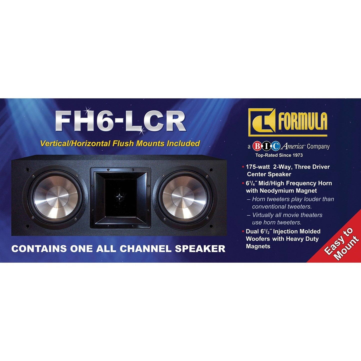 BIC AMERICA FH6LCR Formula Series Dual 6-1/2" 175W 2-Way LCR All-Channel Speaker