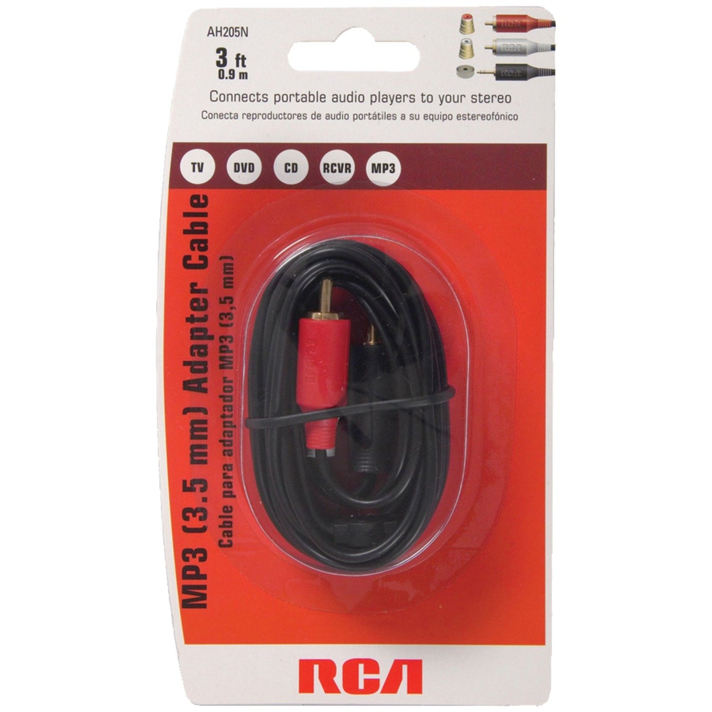 RCA AH205R MP3 3.5mm to 2 RCA Plugs Y-Adapter, 3ft