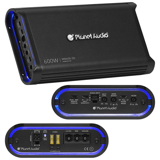 Planet Audio MB6002D Mini Bang Series Amp 600 Watts Max Two Channel Digital
