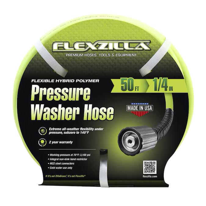 Flexzilla HFZPW3450M Pressure Washer Hose 1/4In X 50’ M22 Fittings