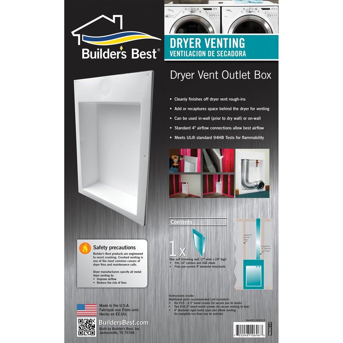 Builder's Best 110696 Saf-T-Duct® Dryer Outlet Box