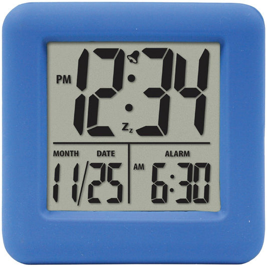 EQUITY 70905 Soft Cube LCD Alarm Clock (Blue)