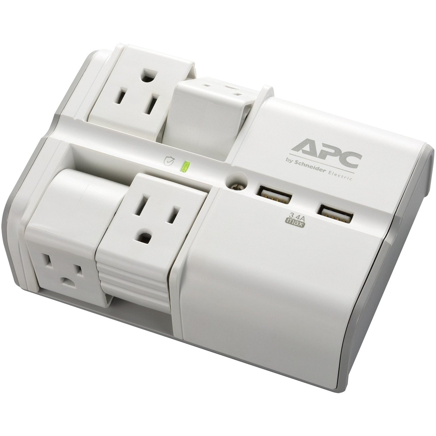 APC PE4WRU3 Essential SurgeArrest® 4-Rotating-Outlets Wall Tap w/2 USB Ports