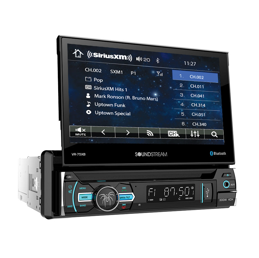 SoundStream VR75XB 1-DIN AptiX Source Unit SXM Ready w/ Bluetooth & 7" LCD