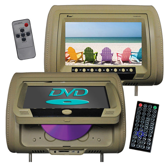 TView T939DVPLTAN 9 Headrest Monitors (Pair) 1-with DVD Player, 1-Monitor Only