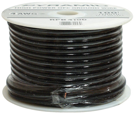 Pyramid RPB8100 8 Gauge Black Ground Wire 100FT Spool
