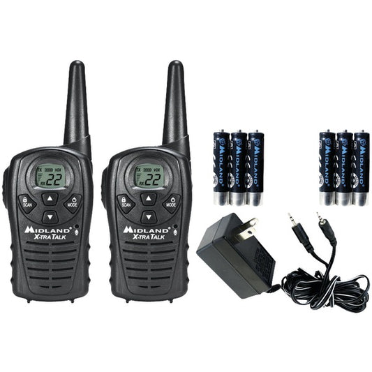 Midland LXT118VP 18-Mile GMRS Radio Pair w/ Charger & Rechargeable Batteries