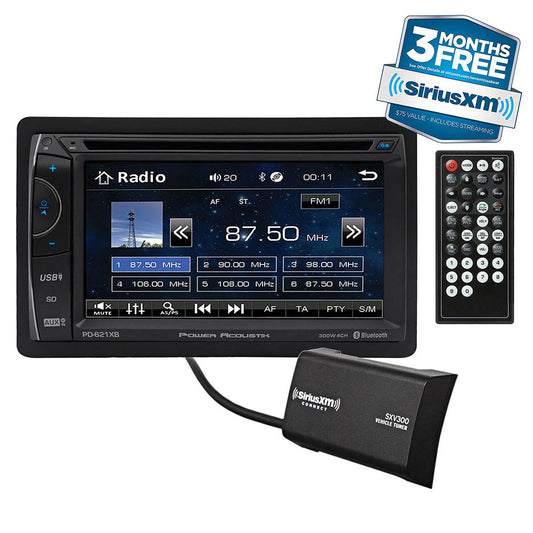 Power Acoustik PH620SXMB D.Din 6.2" Touchscreen FM/DVD/USB/BT w/ SXV300V1 Tuner