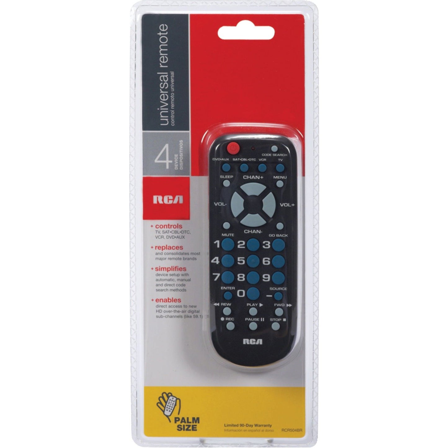 RCA RCR504BE 4-Device Palm-Sized Universal Remote