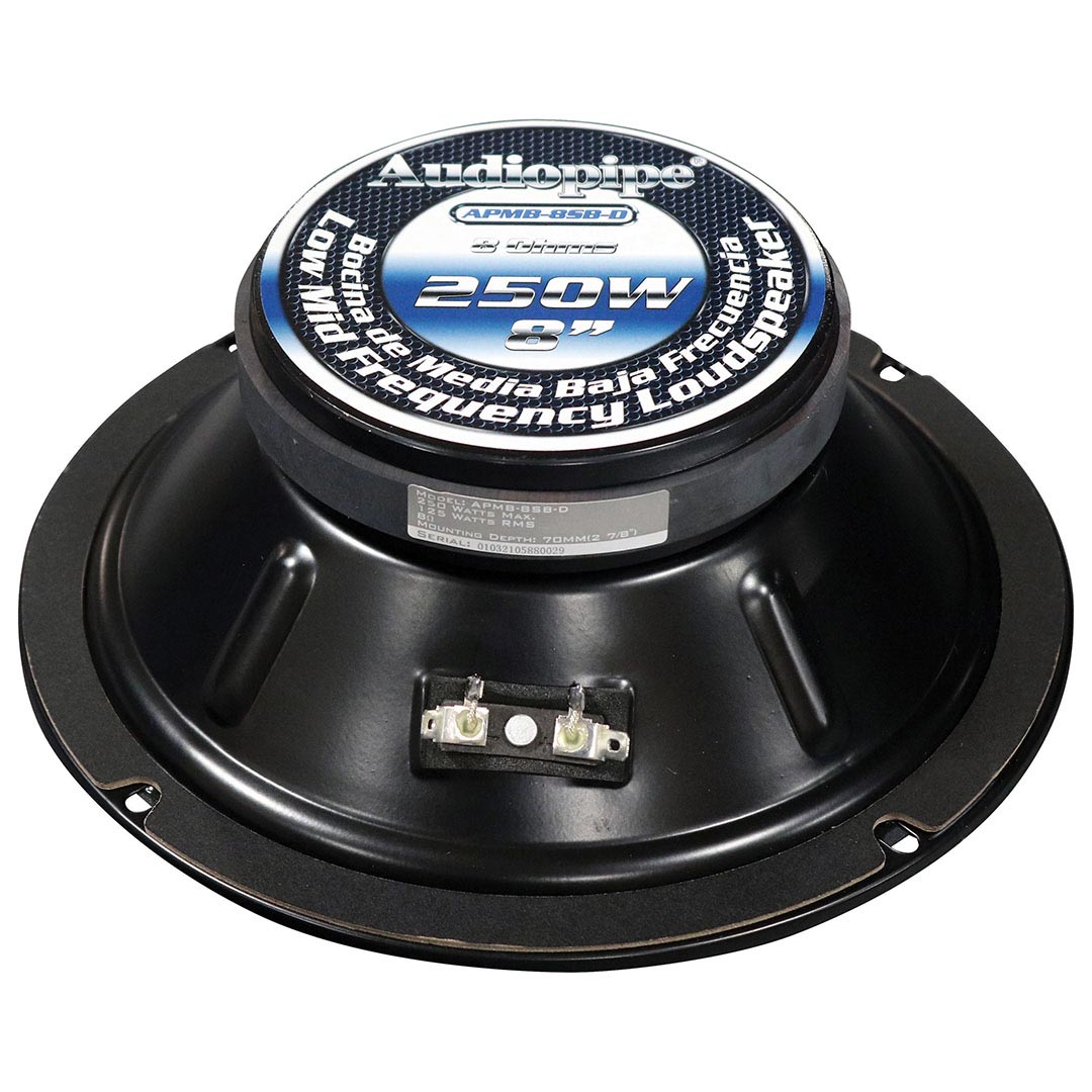 Audiopipe APMB8SBD 8" Low Mid Frequency Speaker, 125W RMS/250W Max, 8 Ohm