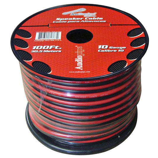 Audiopipe CABLE10100BK 10 Gauge Speaker Cable 100ft Black and Red wire